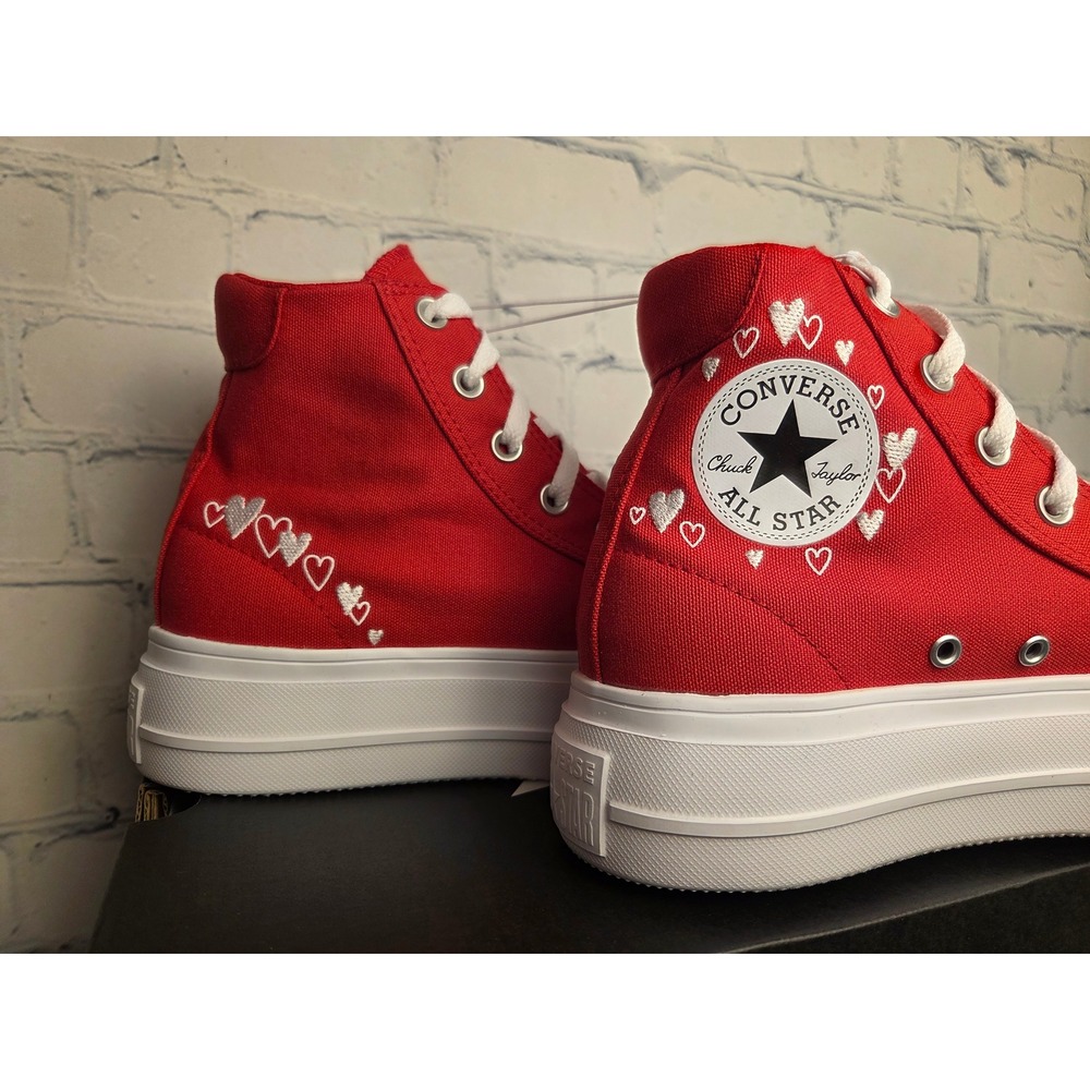 Converse Chuck Taylor All Star Day One Platform Hi "Hearts" Red Shoes A19324F W8